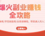 爆火副业赚钱全攻略：实打实演练/学完就能用/全渠道赚钱，带普通人月入３万元| 鹿鸣网创