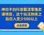 绅白不白抖音截流零撸卖课项目，这个玩法熟练之后日入至少500以上| 鹿鸣网创