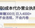 高利润0成本代办营业执照项目:一单赚300元日入4000+不会违规,不会内卷| 鹿鸣网创