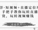 于洋·短视频+直播定位培训,手把手教你玩转直播卖货,玩转视频赚钱| 鹿鸣网创
