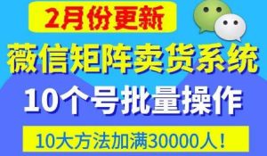 微信矩阵卖货系统，多线程批量养10个微信号，10种加粉落地方法，快速加满3W人卖货！| 鹿鸣网创