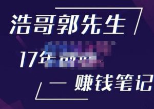浩哥郭先生17年创业赚米笔记,打开你对很多东西的认知,让你知道原来赚钱或创业不单单是发力就行| 鹿鸣网创