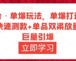 万相台·单爆玩法,单爆打造流程+单品快速测款+单品双渠放量+単品巨量引爆| 鹿鸣网创