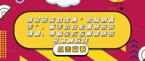 拼多多实战宝典“初级到高手”，新手小白必看拼多多课程，带你全方位解读拼多多各种玩法| 鹿鸣网创