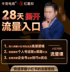 牛哥电商红薯邦28天撕开小红书流量入口,小红书运营系列课,快速掌握小红书的流量密码| 鹿鸣网创