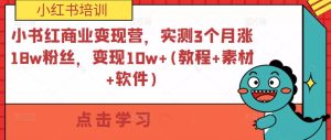 小书红商业变现营,实测3个月涨18w粉丝,变现10w+(教程+素材+软件)| 鹿鸣网创