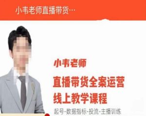 小韦老师直播带货运营线上教学,起号-数据指标-投流-主播训练| 鹿鸣网创