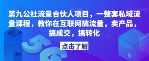 第九公社流量合伙人项目,一整套私域流量课程,教你在互联网搞流量,卖产品,搞成交,搞转化| 鹿鸣网创