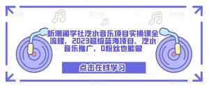 听潮阁学社汽水音乐项目实操课全流程,2023超级蓝海项目,汽水音乐推广,0粉丝也能做| 鹿鸣网创
