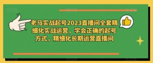老马实战起号2023直播间全套精细化实战运营,学会正确的起号方式,精细化长期运营直播间| 鹿鸣网创