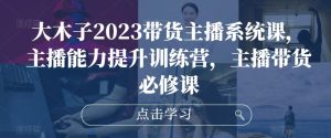 大木子2023带货主播系统课，主播能力提升训练营，主播带货必修课| 鹿鸣网创