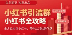 【白龙笔记】价值980元的《小红书运营和引流课》，日引100高质量粉| 鹿鸣网创