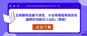 正规暴利流量卡项目，小白零基础零成本无脑照抄也能日入300+【揭秘】| 鹿鸣网创