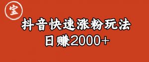 宝哥私藏·抖音快速起号涨粉玩法（4天涨粉1千）（日赚2000+）【揭秘】| 鹿鸣网创
