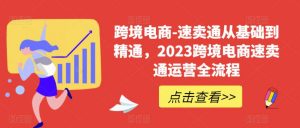 跨境电商-速卖通从基础到精通，2023跨境电商速卖通运营全流程| 鹿鸣网创