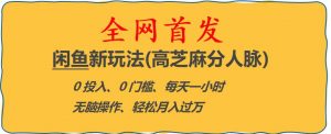 闲鱼新玩法(高芝麻分人脉)0投入0门槛,每天一小时，轻松月入过万【揭秘】| 鹿鸣网创