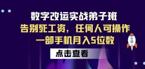 数字改运实战弟子班:告别死工资,任何人可操作,一部手机月入5位数| 鹿鸣网创