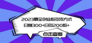 2023最全创业粉引流方式日赚300+日引粉200+【揭秘】| 鹿鸣网创
