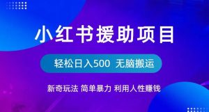 小红书援助项目新奇玩法,简单暴力,无脑搬运轻松日入500【揭秘】| 鹿鸣网创