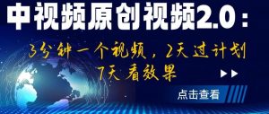 中视频原创视频2.0：3分钟一个视频，2天过计划，7天看效果【揭秘】| 鹿鸣网创