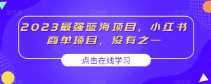 2023最强蓝海项目，小红书商单项目，没有之一【揭秘】| 鹿鸣网创
