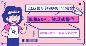 2023最新玩法短视频广告撸金，亲测单机收益80+，可矩阵，傻瓜式操作，小白可上手【揭秘】| 鹿鸣网创