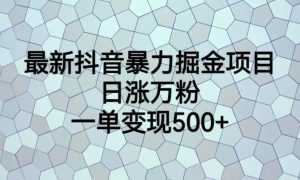 最新抖音暴力掘金项目，日涨万粉，一单变现500+【揭秘】| 鹿鸣网创