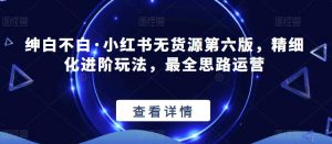 绅白不白·小红书无货源第六版，精细化进阶玩法，最全思路运营| 鹿鸣网创