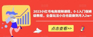 2023小红书电商视频课程，0-1入门保姆级教程，全盘玩法小白也能做到月入2w+| 鹿鸣网创