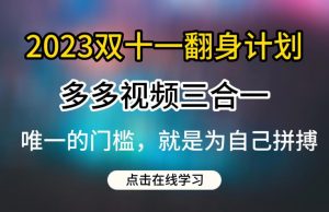 2023双十一翻身计划，多多视频带货三合一玩法教程【揭秘】| 鹿鸣网创
