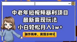 中老年短视频暴利项目最新变现玩法，小白轻松月入1w+【揭秘】| 鹿鸣网创