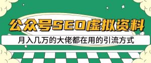 公众号SEO虚拟资料，操作简单，日入500+，可批量操作【揭秘】| 鹿鸣网创