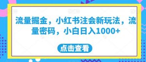 流量掘金,小红书注会新玩法,流量密码,小白日入1000+【揭秘】| 鹿鸣网创
