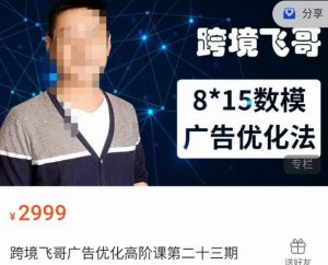跨境飞哥·广告优化高阶课第二十三期,8*15数模广告优化法,用数据驱动决策| 鹿鸣网创
