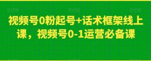 视频号0粉起号+话术框架线上课,视频号0-1运营必备课| 鹿鸣网创
