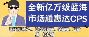 全新亿万级蓝海市场通惠达cps,最强管道收入,让你睡着赚、躺着赚、玩着赚、轻松赚【揭秘】| 鹿鸣网创