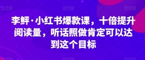 李鲆·小红书爆款课，十倍提升阅读量，听话照做肯定可以达到这个目标| 鹿鸣网创