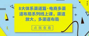 8大体系渠道篇·电商多渠道布局系列线上课，渠道放大，多渠道布局| 鹿鸣网创