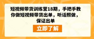短视频带货训练营18期，手把手教你做短视频带货出单，听话照做，保证出单| 鹿鸣网创
