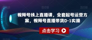 视频号线上直播课,全套起号运营方案,视频号直播带货0-1实操| 鹿鸣网创