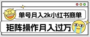 外面收费1980的小红书商单保姆级教程,单号月入2k,矩阵操作轻松月入过万| 鹿鸣网创
