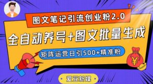 爱豆新媒:全自动养号+图文批量生成,日引500+创业粉(抖音小红书图文笔记2.0)| 鹿鸣网创