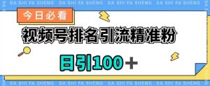 视频号引流精准粉，日引100+，流量爆炸【揭秘】| 鹿鸣网创