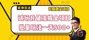 试玩充值流掘金项目，批量矩阵玩法一天500+【揭秘】| 鹿鸣网创