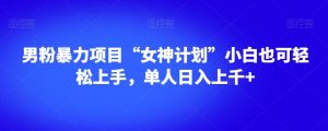 男粉暴力项目“女神计划”小白也可轻松上手，单人日入上千+【揭秘】| 鹿鸣网创