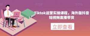 Tiktok运营实操课程，海外版抖音短视频直播带货| 鹿鸣网创