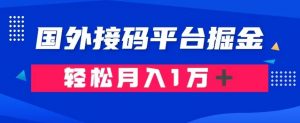 通过国外接码平台掘金：成本1.3，利润10＋，轻松月入1万＋【揭秘】| 鹿鸣网创