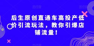 后生原创直通车高投产低价引流玩法，教你引爆店铺流量！| 鹿鸣网创