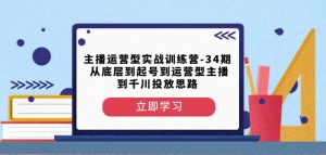 主播运营型实战训练营-第34期从底层到起号到运营型主播到千川投放思路| 鹿鸣网创