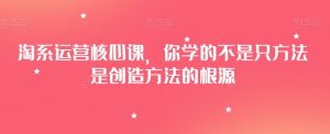 淘系运营核心课，你学的不是只方法是创造方法的根源| 鹿鸣网创